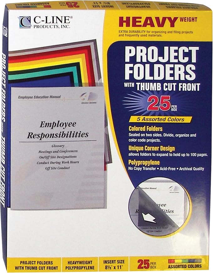 C-Line Colored Project Folders, Heavyweight Poly, Holds Materials up to 8.5 x - Image 2