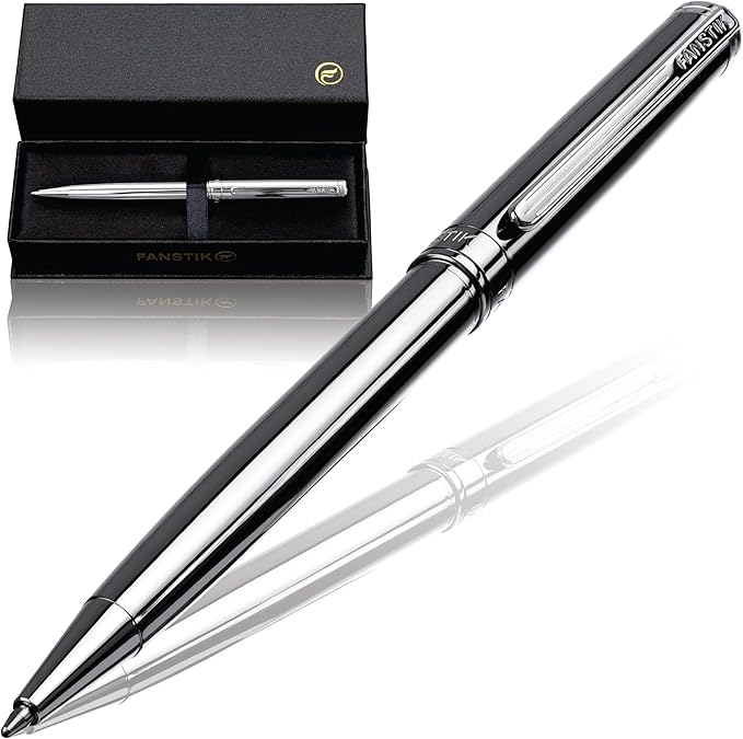 Customized Silver Luxury ballpoint pen (Made In USA) fancy gift set for women, Chrome Finish, Professional executive pen gift set for men (Lux Custom-BallPoint Silver)-DeskLoop Office