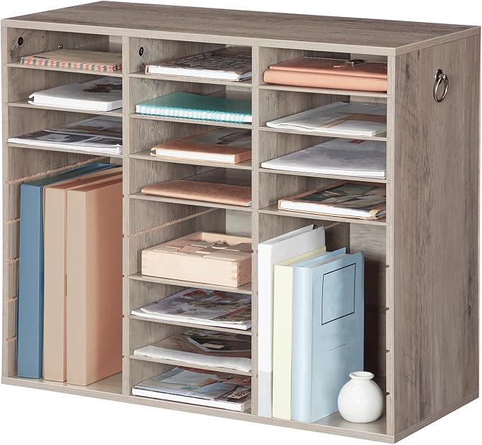 HOOBRO Literature Organizer, 27 Compartments Wooden Mail Organizer, Countertop - Image 9