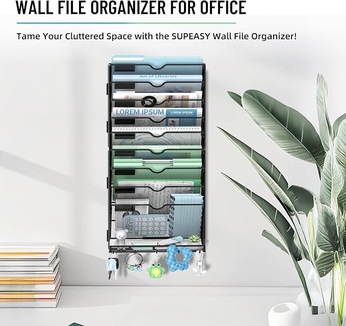 SUPEASY Wall File Organizer, 10 Tier Hanging File Organizer - Image 2