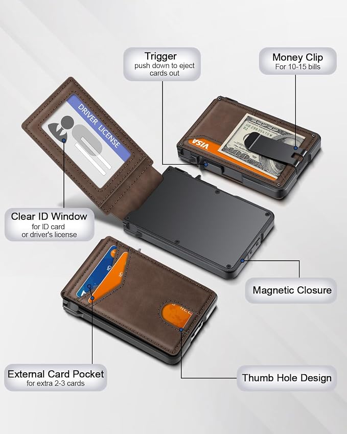 ZALVEX Wallet for Men, Mens Minimalist Wallet 9-13 Cards, Slim Compact Wallet - Image 5