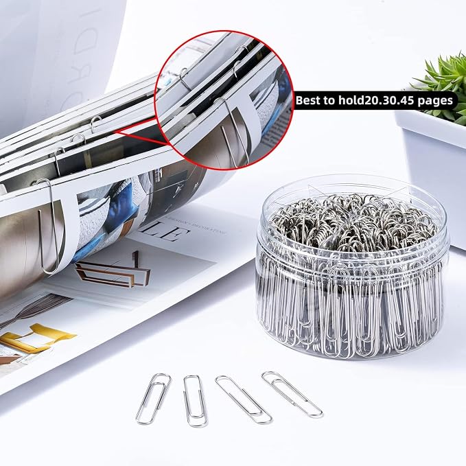 Shiny Silver Jumbo Paper Clips, 1.3 Inch & 2 Inch, School & Home, Document - Image 3