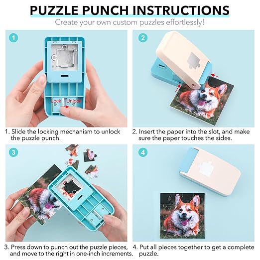 Puzzle Punch, 1 x 1 inch Mini Puzzle Maker, Portable Puzzles Pieces Puching - Image 4