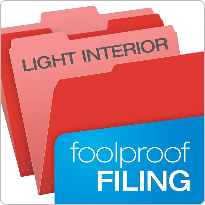 Pendaflex Two-Tone Color File Folders, Letter Size, 1/3 Cut, 100 per Box - Image 3