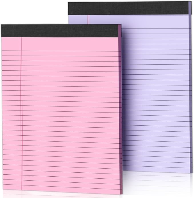 2 Pack Legal Pads 8.5 x 11 Pink Note Pads 8.5 x 11 Purple Notepad 8.5 x 11 Perforated Writing Pads 8.5 x 11 Lined Paper Pads Wide Ruled Pad of Paper 30 Sheets Notebook for Study, To-Do Lists, Office-DeskLoop Office