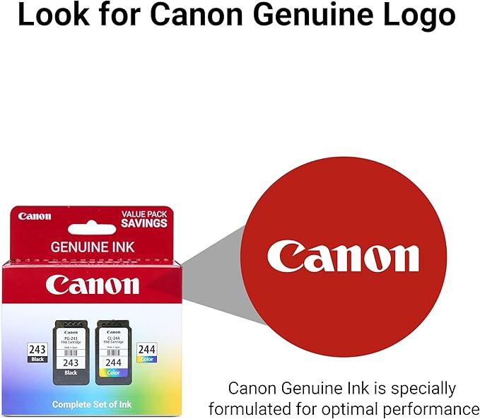 Canon PG-243 / CL-244 Genuine Ink Value Pack (2 Cartridges), Compatible with iP2820, MX492, MG2420/2520/2920/2922/2924/3020/2522/2525, TS3120/302/302a/202/4520/3320-DeskLoop Office