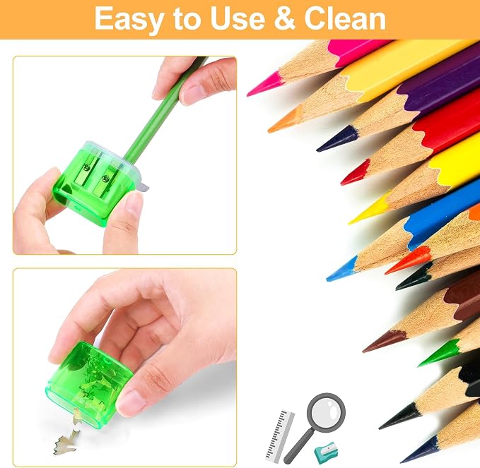 Aodaer 180 Pieces Pencil Sharpeners Manual Double Hole Pencil Sharpener - Image 3