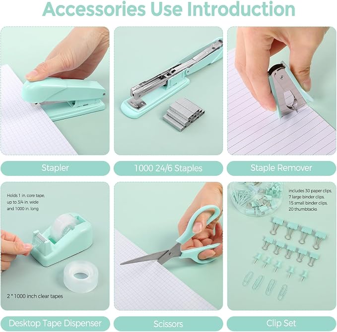 SKYDUE Teal Office Supplies Set - Image 2