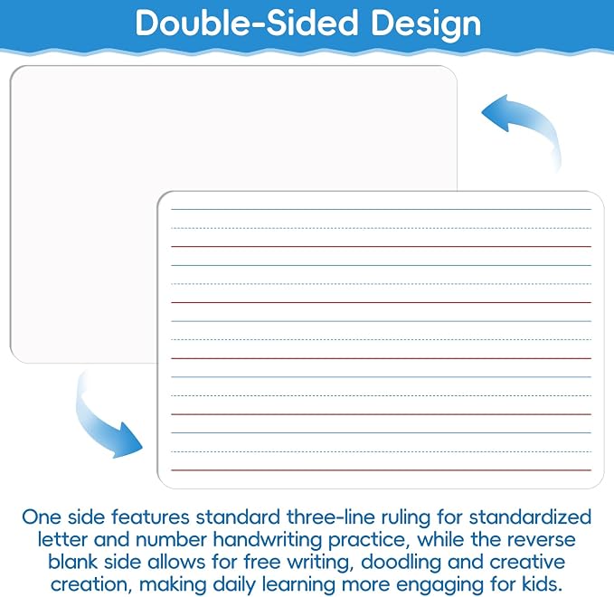 10 Pack Double-Sided Dry Erase Whiteboards, 12” x 8” –Alphabet & Number - Image 3