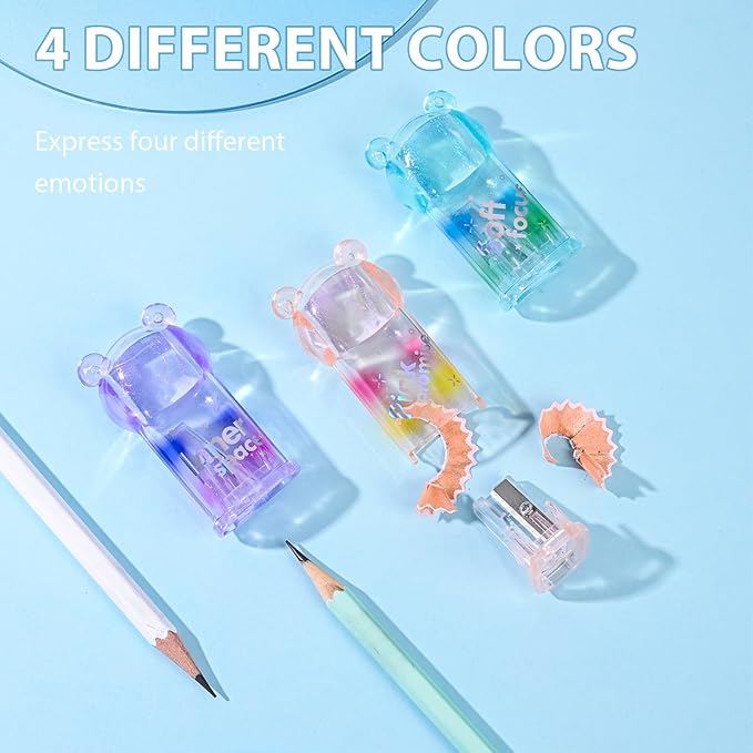 4Pcs Cute Bear Pencil Sharpeners Small Manual Pencil Sharpener Kawaii - Image 5