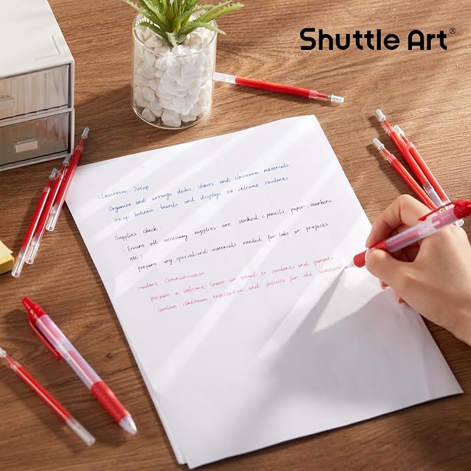Retractable Gel Pen Refills, Shuttle Art 30 Pack Red Rollerball Gel Ink Pens - Image 6