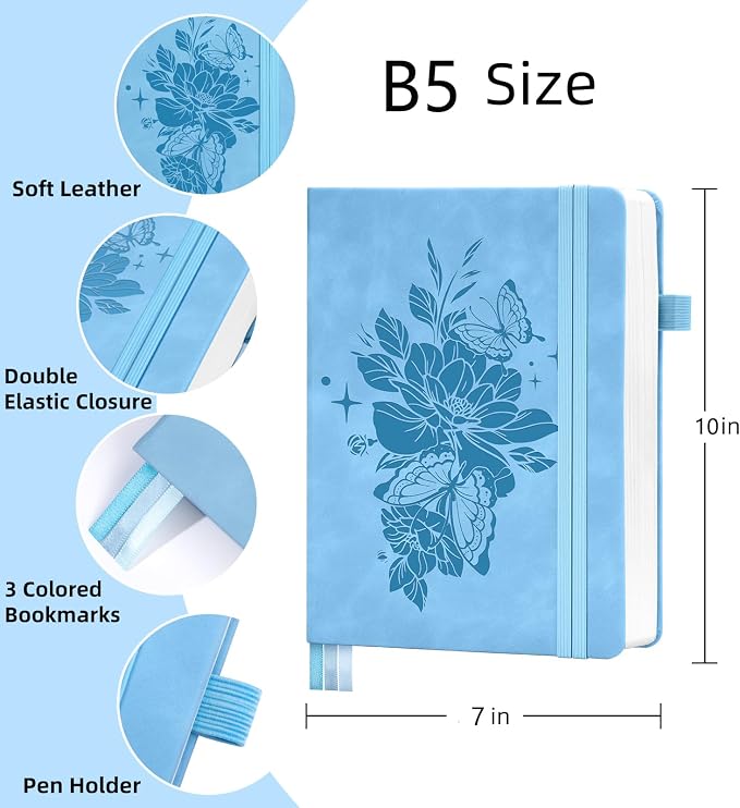Lined Journal Notebook 365 Pages, B5 Leather Journals - Image 2