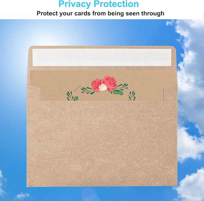 Blank Cards and Envelopes 4x6, 50 Pack Brown Blank Folded Greeting Cards and - Image 6