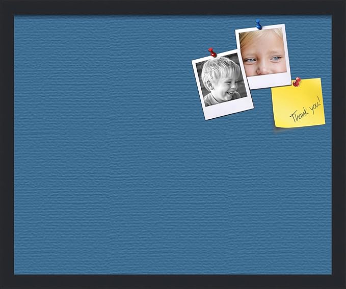PinPix 22x18 Inch Cork Bulletin Board. This Decorative Framed Pin Board Comes with Navy Pastel Design and a Satin Black Frame. Ideal for Home Office Decor or Message Board (PinPix-1811)-DeskLoop Office