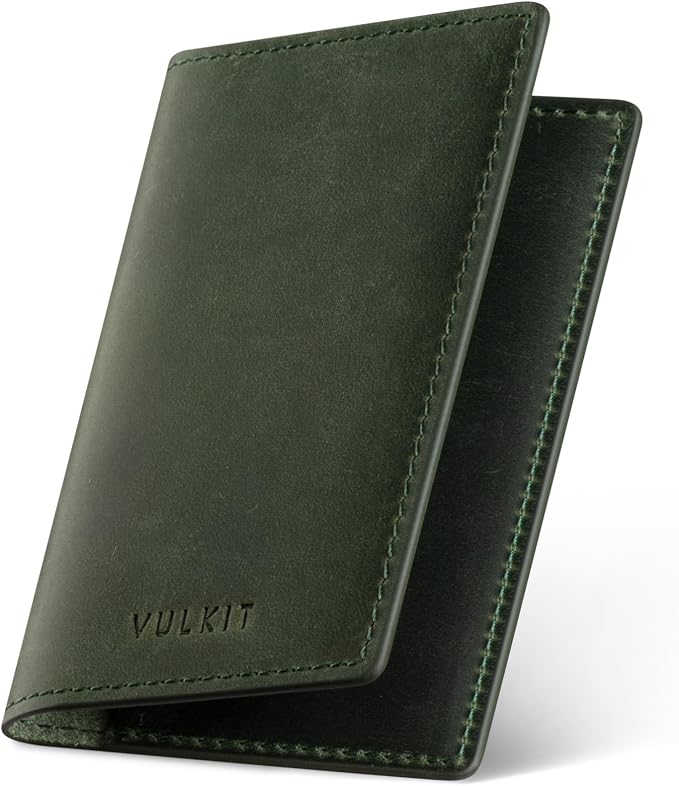 VULKIT Genuine Leather Business Card Holder 2 Sided Slim Business Name Card by VULKIT