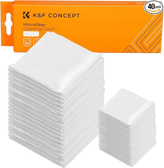 K&F Concept 40 Pack Microfiber Cleaning Cloths for Electronics, 6x6in Premium Glasses Cleaning Cloths, Lens Cleaner Cloths for TV Screen, Laptop, Computer, Monitor, Tablet, iPhone, iPad-DeskLoop Office
