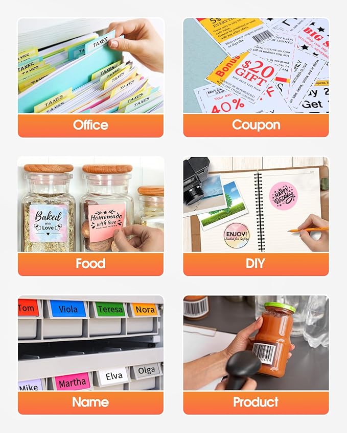 Phomemo M220 Label Printer, Barcode Printer, Bluetooth Thermal Label Maker Machine for Barcodes,Name,Address,Clothing Labeling,for Office Home,Compatible with Phones and Some PC Orange-DeskLoop Office