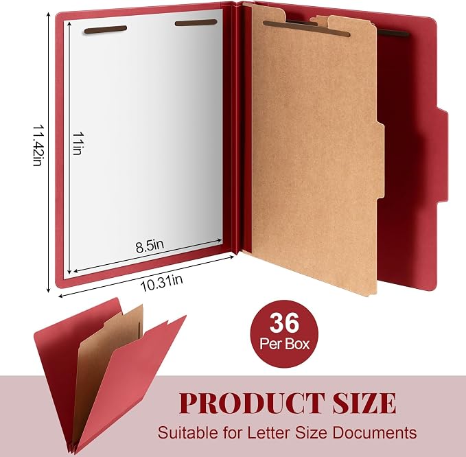 Skyygemm 36 Pcs Classification Folders Letter Size, 1 Divider Pressboard File - Image 2