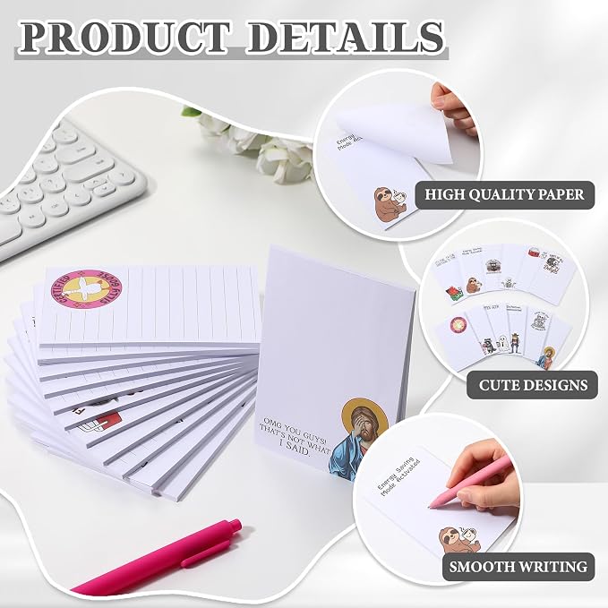 12 Pack Funny Notepads, 5x3 Inches Sarcastic Note Pads Memo Fun Office Gifts - Image 3