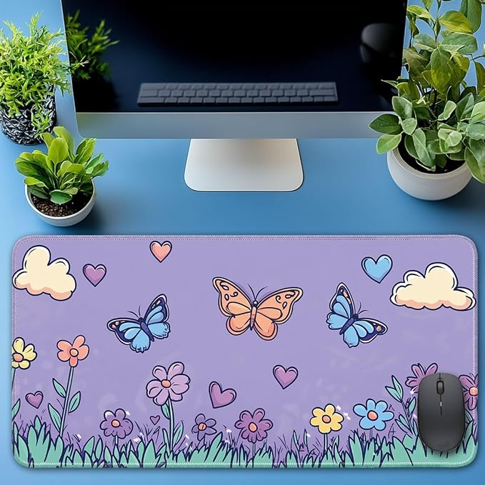Keyboard Mat, Large Mouse Pad, Flower and Butterfly - Image 6