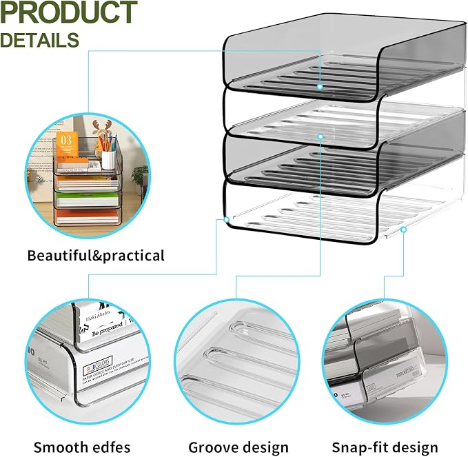 FANXIYQ 4-Tier Acrylic Paper Tray Organizer, A4 Paper, Books & Office Supplies - Image 8