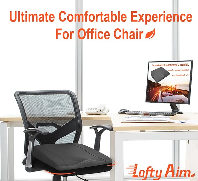 Car Seat Cushion, Comfort Memory Foam Car Cushions for Driving - Sciatica & Lower Back Pain Relief, Driver Seat Pillow for Auto, Office Chair, Wheelchair - Classic Grey-DeskLoop Office