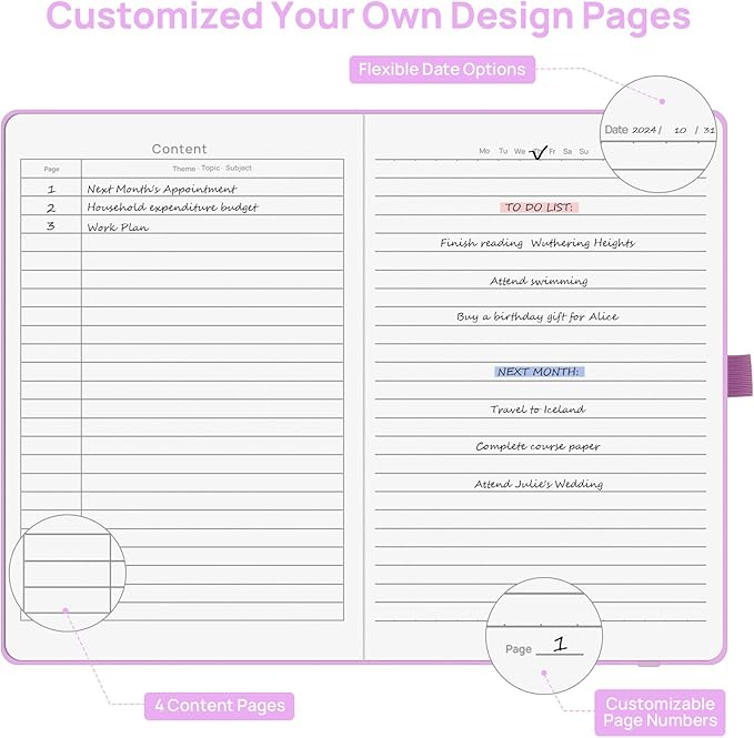 Lined Journal Notebooks for Work, Travel, College, A5 Size 100 GSM Thick Paper, Classic Ruled Journaling Notebook, Hardcover Notepad for Writing 160 Pages, 5.5 x 8.3 inch, Pink-DeskLoop Office