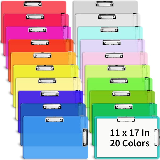 20 Pcs Extra Large 11x17 in Clipboards Bulk 20 Color Plastic Drawing Board | by UZLUbuywithconfidence
