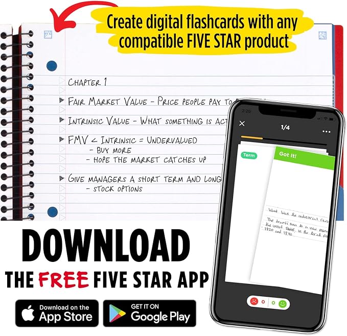 Five Star Advance Spiral Notebooks + Study App, 3 Subject, College Ruled Paper - Image 4