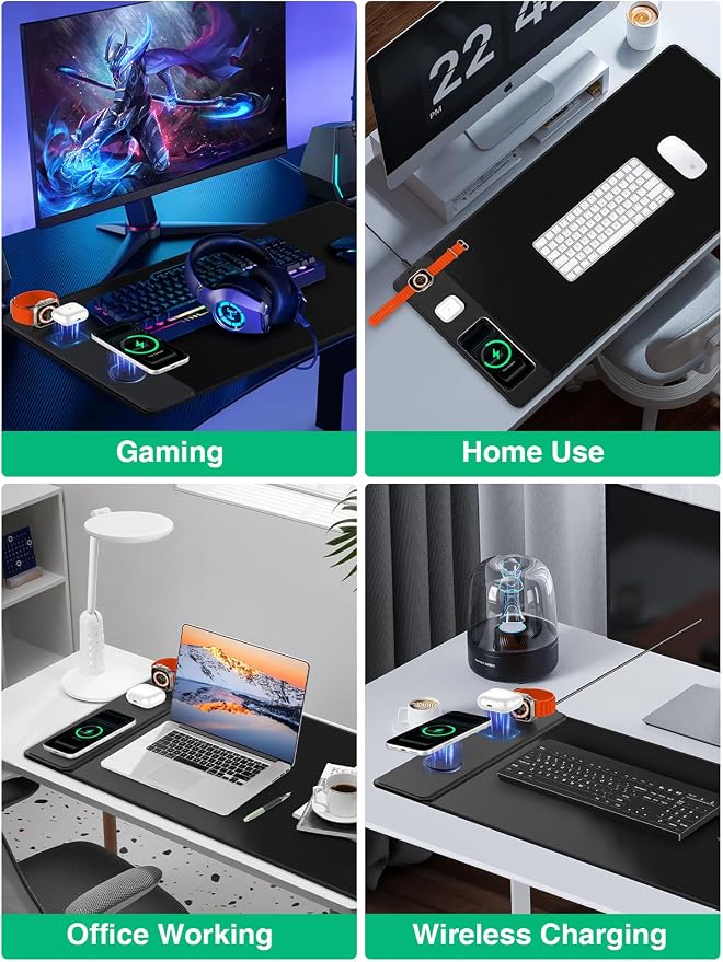 Mouse Pad with Magnetic Wireless Charging, Large Desk Mat, Non-Slip Mouse Mat - Image 9