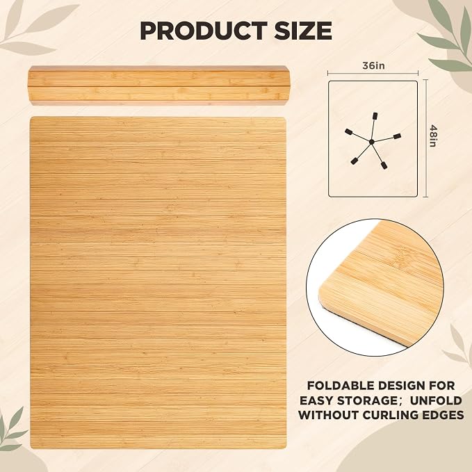 Leinuosen 36" x 48" Office Bamboo Chair Mat - Image 2