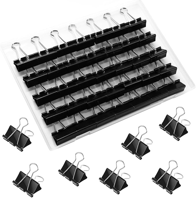 SANNIX 36 PCS Medium Binder Clips, 1-1/4 inch 32mm Binder Clips Black Paper Clamps Medium Size for Office Home School-DeskLoop Office
