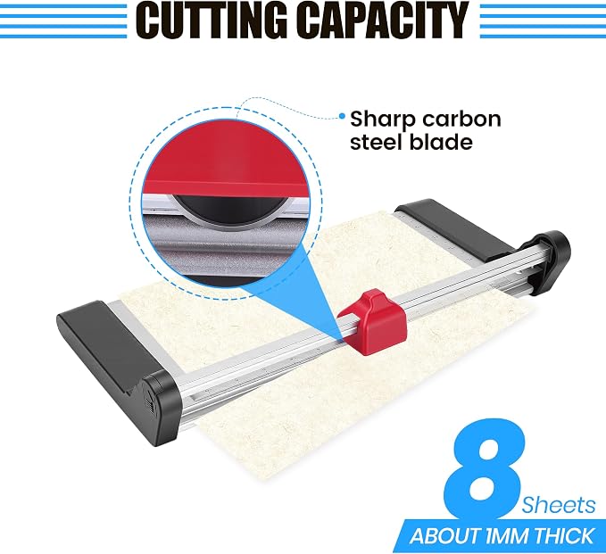 Rotary Paper Trimmer, Heavy Duty Stainless Steel Paper Cutter Sliding - Image 3