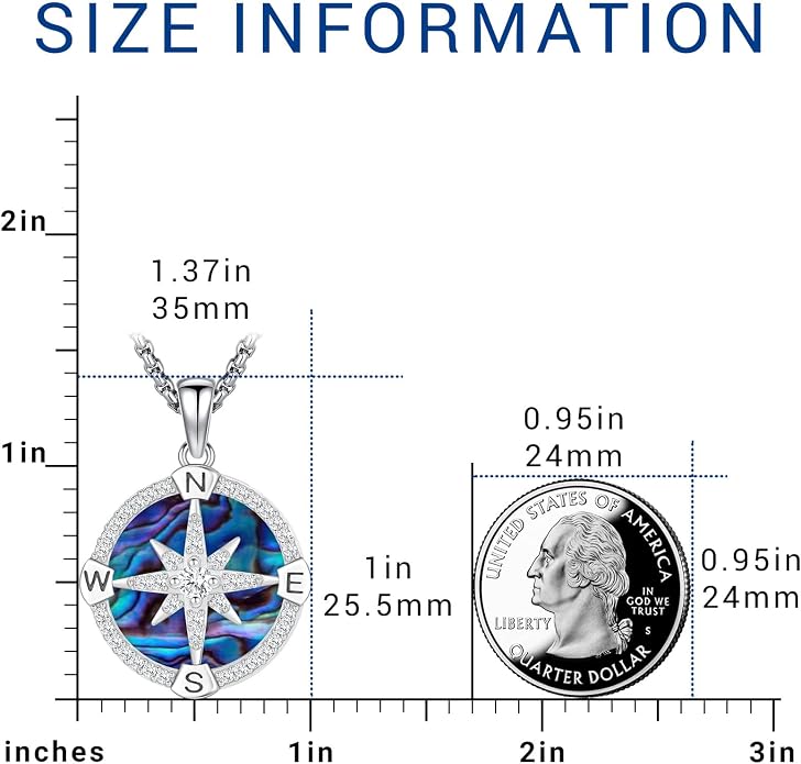 Compass Necklace for Women Men 925 Sterling Silver Pendant Urn Necklaces for - Image 2