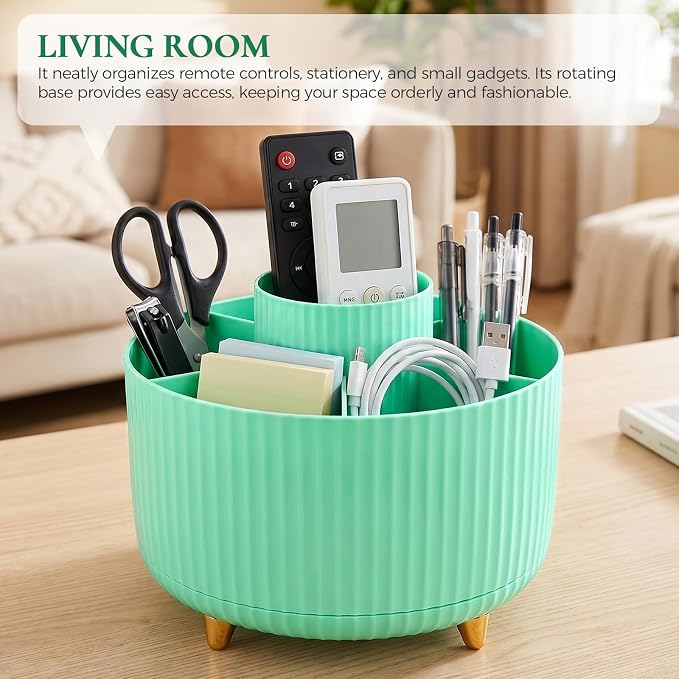 KONVINIT Pencil Pen Holder for Desk, 5 Slots 360-Degree Rotating Desktop - Image 8