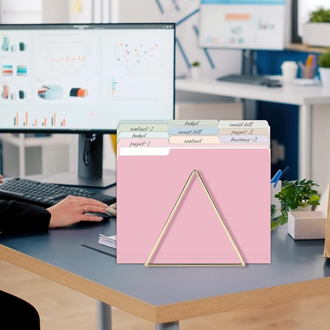 SUNEE File Folders Letter Size Pink, 100 Pack Manilla Folders 8.5 x 11 1/3-Cut - Image 7