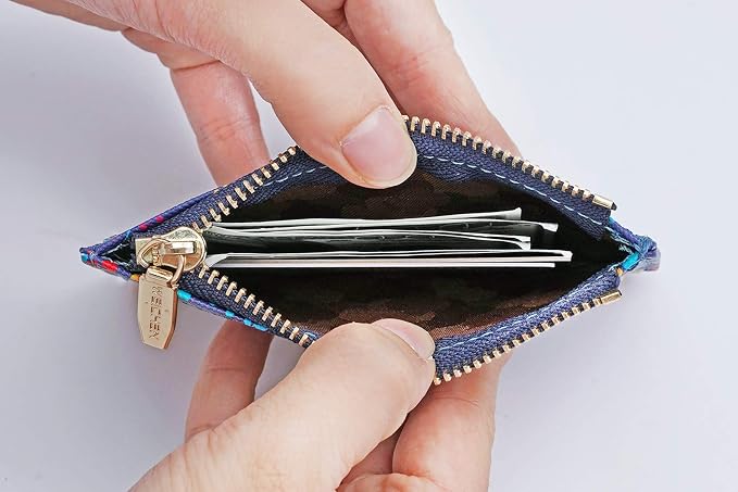 Small Wallets for Women Slim Leather Card Case Holder Wallet Coin Change Purse - Image 6