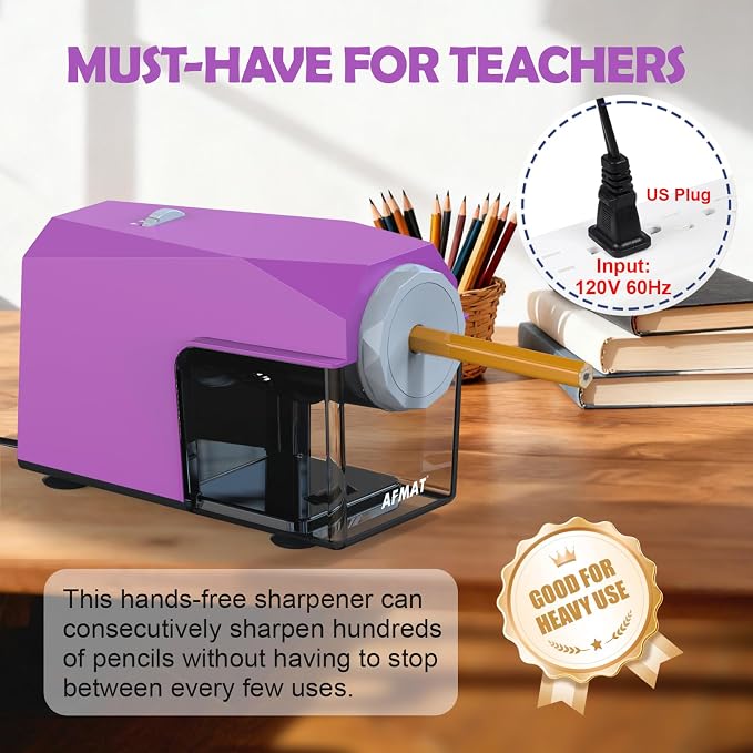 AFMAT Electric Pencil Sharpener, Fast & Hands-Free, 10K+ Uses, 5 Nibs, Fully - Image 8
