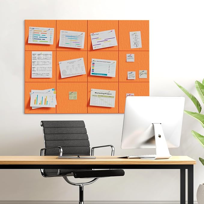 MaxGear Felt Bulletin Board 48" x 36", 12 Pack 11.8" x 11.8" Wall Panels - Image 8