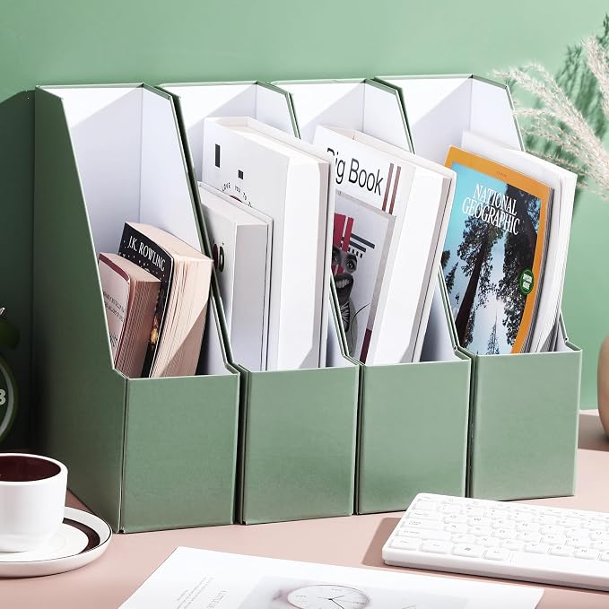 Feifeiya Magazine File Holder Set of 6 Stylish Sturdy Cardboard File Boxes Desk - Image 5
