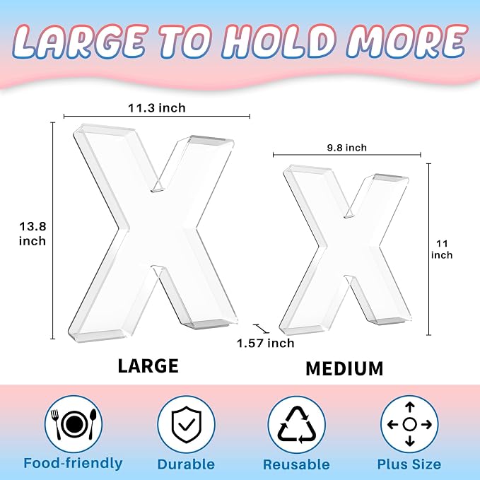 13.8" Extra Large Acrylic Letter Charcuterie Board Box, Reusable Fillable - Image 2