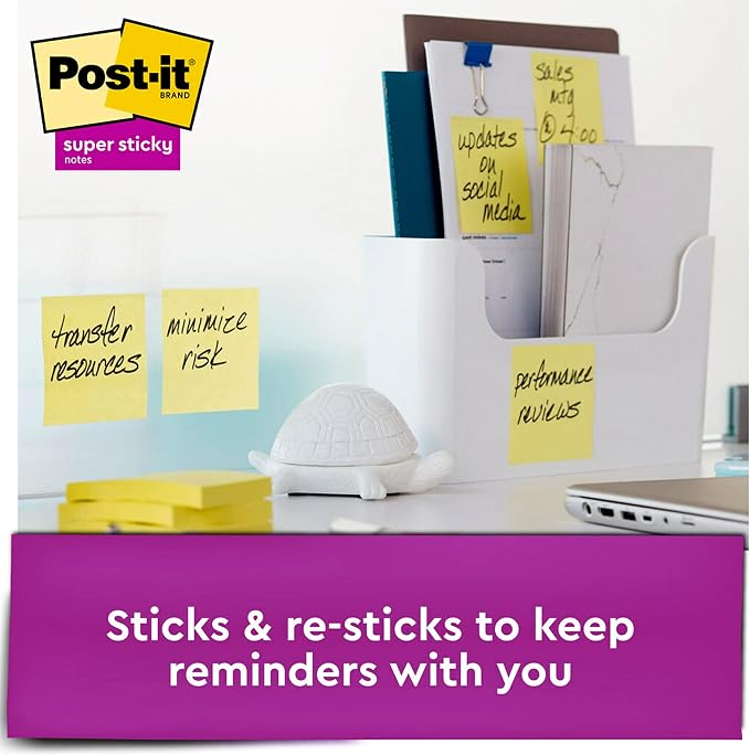 Post-it Super Sticky Notes, 12 Sticky Note Pads, 3 x 3 in., School Supplies - Image 5