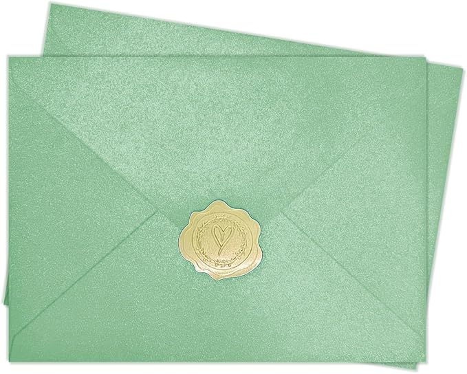 YINUOYOUJIA 50 PCS Sparking Green Envelopes A7, 5 x 7 Shimmer Envelopes by YINUOYOUJIA