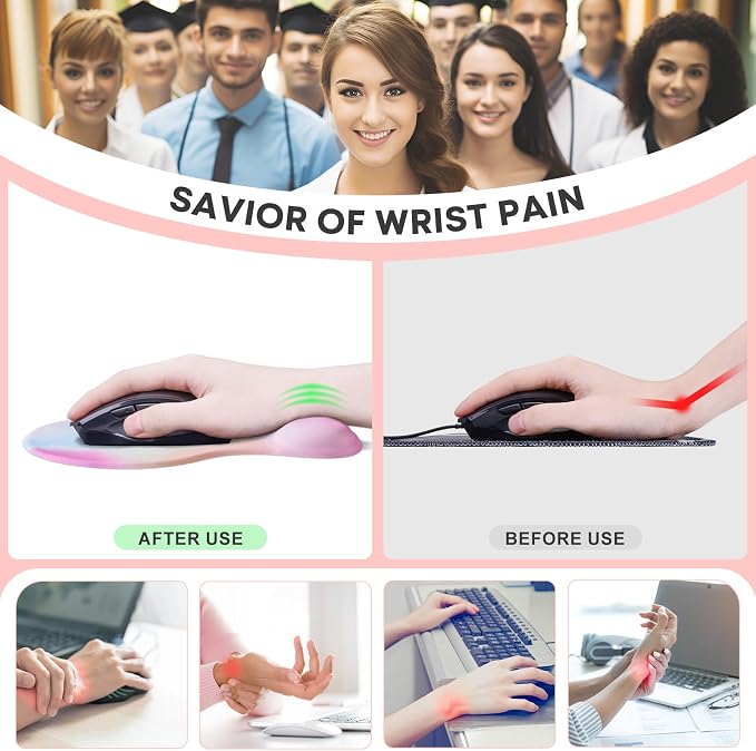 JIKIOU Mouse Pad, 2 Pack Ergonomic Mouse Pads - Image 3