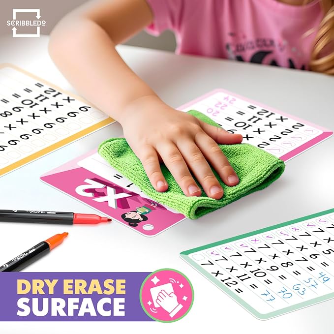 SCRIBBLEDO Dry Erase Multiplication Flash Cards Math 0-12 2nd 3rd 4th Grade - Image 6