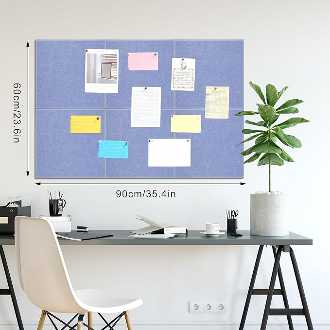 Large Cork Board 36" x 24", 6 Pack Felt Wall Tiles - Image 2