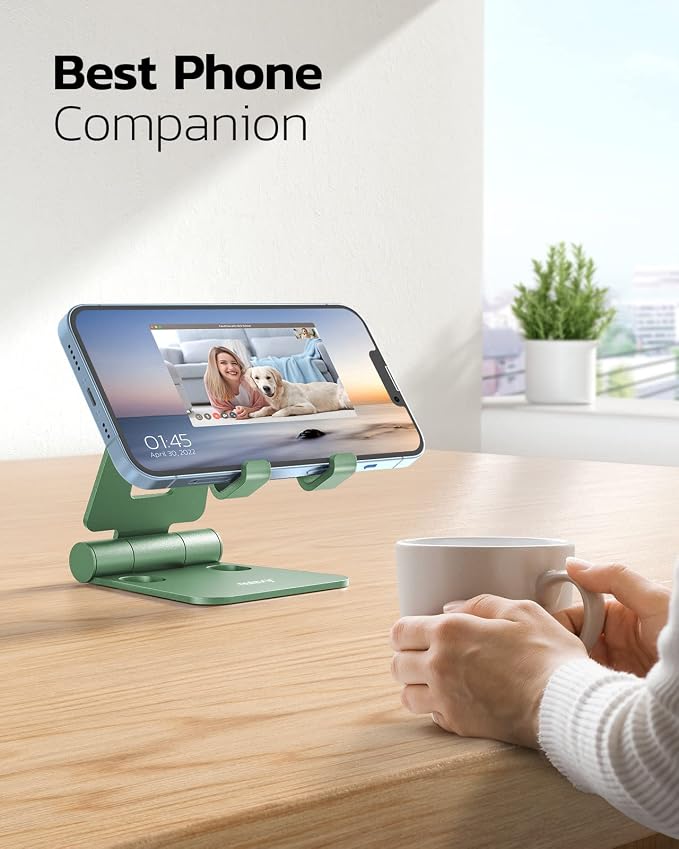 Nulaxy Dual Folding Cell Phone Stand, Fully Adjustable Foldable Desktop Phone - Image 6