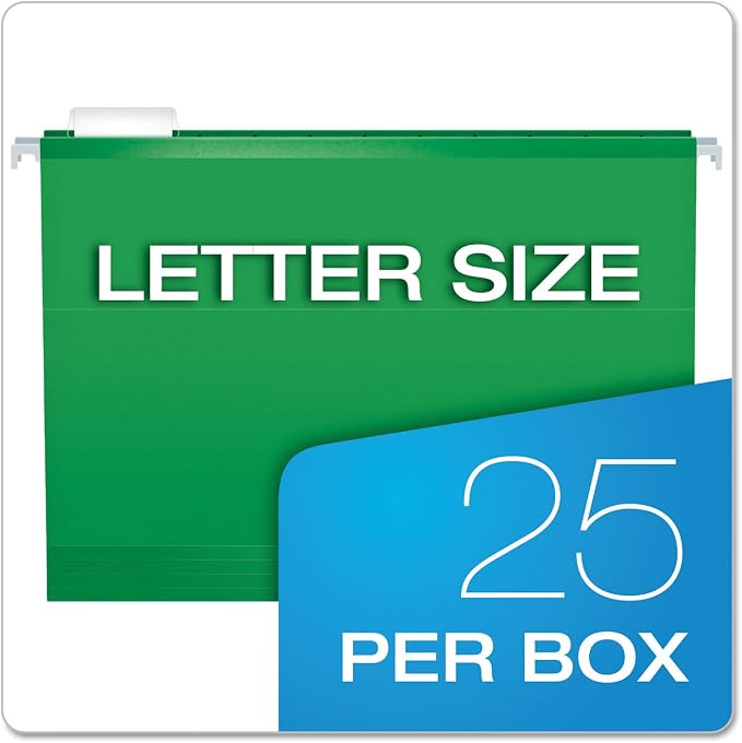 Pendaflex Reinforced Hanging File Folders, Letter Size, Bright Green, 1/5 Cut - Image 5