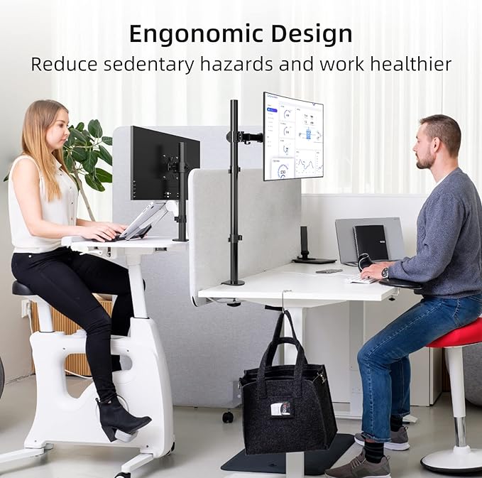 Suptek Single Monitor Arm Desk Mount Fully Adjustable Monitor Stand for 1 / One Screen up to 32 inch Extra Tall 31.5 inch Pole,Black (MD6821)-DeskLoop Office