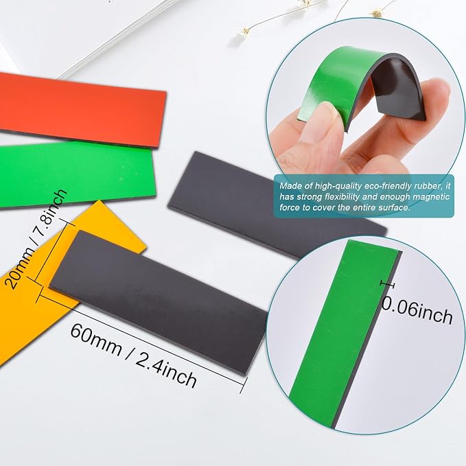50 Pack Dry Erase Magnetic Labels 5 Colors Reusable Write On Magnets Sticker - Image 2